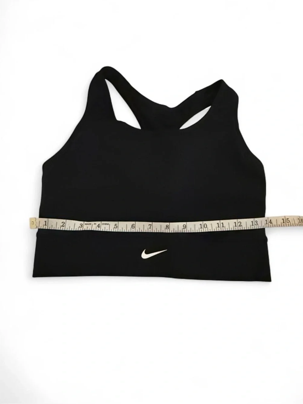 NIKE Black Racerback Padded Sports Bra with Swoosh logo in front. Size LARGE.